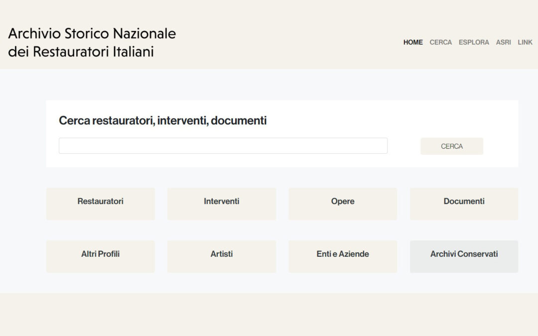 L’Archivio Storico Nazionale e Banca Dati dei  Restauratori Italiani (ASRI)